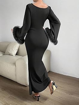 Amazon.com: Women's Sexy 2024 Bodycon Maxi Long Dress Black